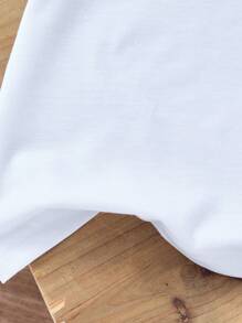 Young Girl' Casual Blue & White Porcelain Bow, Cartoon Rabbit Print Short Sleeve Crew Neck T-Shirt, Suitable For Holidays, Vacations And Daily Wear, (Sold Separately, 1 Piece)