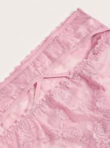 3pcs Set Plus Size Lace Underwear, Minimalistic & Fashionable, Suitable For Summer - Multicolor - View 4