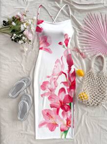 Soleia Women's Flower Print Sleeveless Dress, Casual Vacation