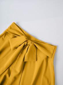 Franclia Falda de mujer de unicolor con cintura fruncida, falda de mujer elegante de color borgoña