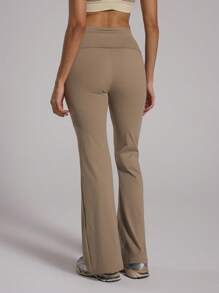 Musera Sport High Waist Sculpt Fitted Flared Leggings  Sport Active Gym Workout, Padel, Tennis, Pickleball Gym Fitness - Brown - View 4