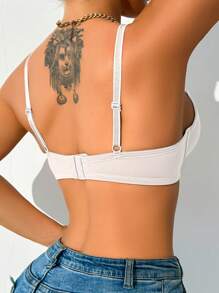 Women's Solid Color Minimalist Underwire Bras  For Everyday Wear Push Up - White - View 2