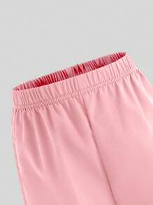 SHEIN Cartoon Character Print Round Neck Short Sleeve T-Shirt And Cargo Pants Casual Outfit For Young Girl - Multicolor - View 8