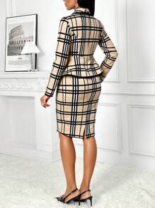 SHEIN Lady Ensemble veste et jupe minimaliste pour femme, convenant pour l'été