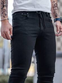 Manfinity EMRG Quần ống loe denim bó sát cho nam, giản dị và thời trang để mặc hàng ngày - màu đen - Xem 7