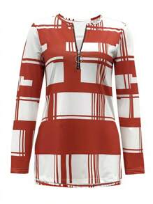 Women's Long Sleeve Zip Up T-Shirt, Casual Minimalist Fashion, Suitable For Summer Fall Cloth For Women