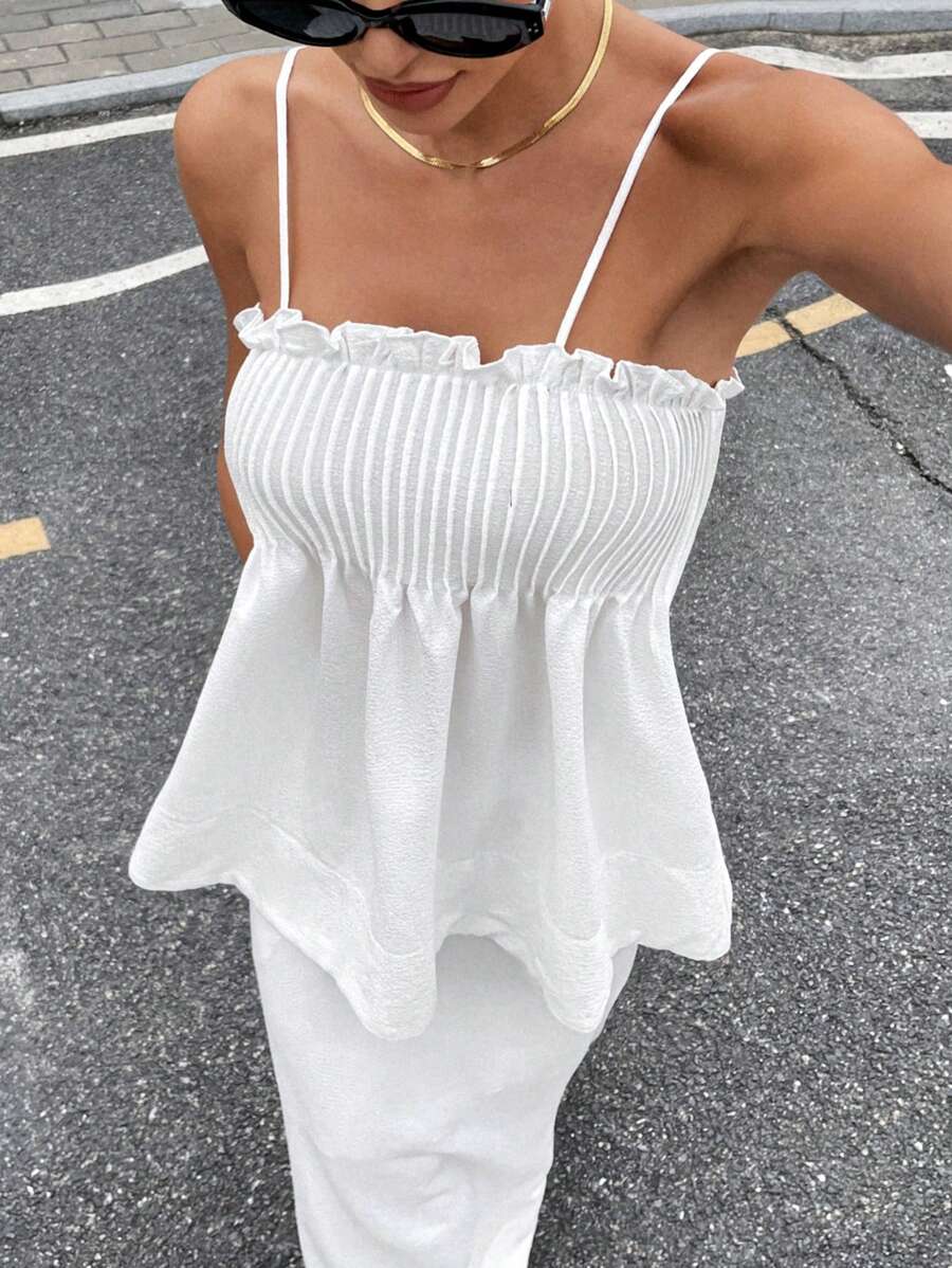 SHEIN Essnce Set de 2 piezas para mujer: Top de tirantes sueltos y falda con abertura delantera