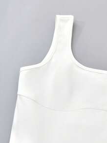 SHEIN Fitted & Stretch White Sleeveless Ruffle Hem Dress For Tween Girls, Elegant Resort Style,Holiday,Summer,Travel