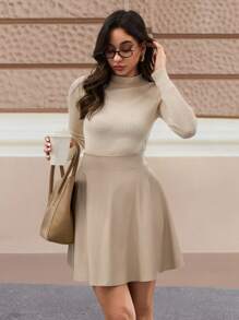 EURMUSE Women Plain Simple Fashion Skirt, Suitable For Summer - Cream - View 6