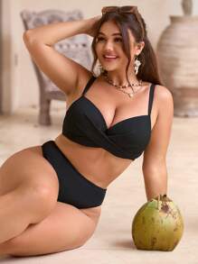Swim Lushoire Set di costumi da bagno eleganti da resort con coppe rigide imbottite, taglie forti