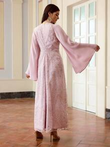 ZEYLAH 女士中长连衣裙，日常休闲时尚 - 藕粉色 - 查看 5