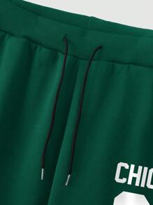 Manfinity Homme Plus Size Heren Letter Bedrukt Trekkoord Taille Zakken Enkelomslag Joggingbroek