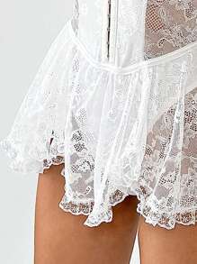 SHEIN ICON Lencería vestido de fantasía con sujetador de triángulo con aros y encaje decorativo para mujer