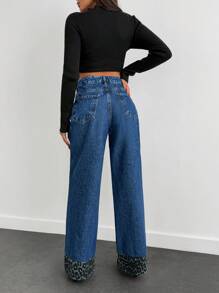 EURMUSE Women's Casual Front Button Pocket Simple Jeans - Medium Wash - View 2