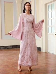 ZEYLAH 女士中长连衣裙，日常休闲时尚 - 藕粉色 - 查看 4