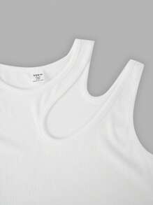 2Pcs/Set For Teen Girl,White Hollow Sleeveless Bodysuit And Flared Long Pants,90s Summer Casual Clothes Suitable For Holiday,School And Outdoor - Multicolor - View 4