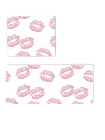 Kawaii Fashionable Pink Lip Print Pattern White Base Anti-Slip Waterproof Thick Mouse Pad