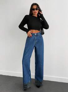 EURMUSE Women's Casual Front Button Pocket Simple Jeans - Medium Wash - View 4