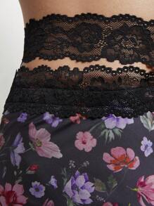 COSMINA Falda larga con encaje con estampado floral diminuto elegante para mujer, para primavera/verano