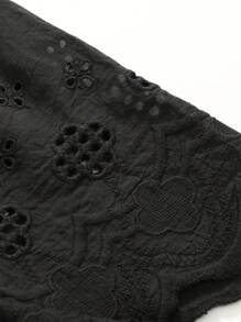 DAZY Solid Scallop Trim Tee - Black - View 11