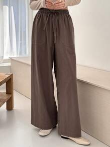 Dazy Designer 女士腰部抽绳设计大口袋裤子