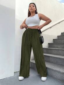 SHEIN EZwear Spodnie Plus Size, proste, casualowe, minimalistyczny design, odpowiednie na lato