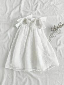 Vintaside Kids 1pc Baby Girl Cute Cut-Out Bow Decor Dress - Multicolor - View 3