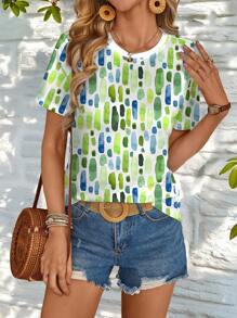 INAWLY Simple & Fashionable Fitted Round Neck T-Shirt, Suitable For Summer