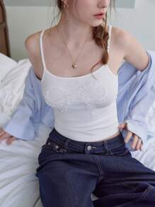 Jouncy New 3D Bowknot Trim Cropped Camisole For Summer