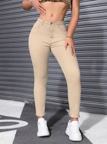 SHEIN Essnce 休闲纯色修身牛仔裤