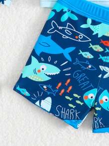 Baby Jungen Hai Muster Langarm Schwimmanzug Set