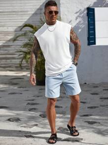 Manfinity CasualCool 男士纯色圆领短袖休闲上衣，日常穿着