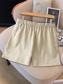 Flirla Casual Covered Decor Versatile Commuter Shorts, Suitable For Spring & Summer - Apricot - View 2