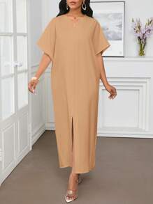 SHEIN Lady Spring And Summer Casual Elegant Work Small Size Short Sleeves Kaftan Dress Abayas Tunic Dress Women Dresses