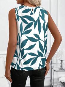 SHEIN Clasi Blusa aderente senza maniche da donna con stampa albicocca, top casual da donna per primavera/estate, abbigliamento da insegnante
