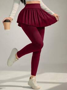 Modelyn Conjunto de falda con volantes de color liso y mallas para mujer para hacer ejercicio y fitness