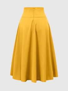 Franclia Falda de mujer de unicolor con cintura fruncida, falda de mujer elegante de color borgoña