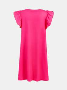 Sparklyn Tween Girls' Cartoon Character Print Round Neck Cap Sleeve Casual Dress - Multicolor - View 2