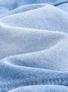 TEEN GIRL Casual Daily Simple Urban Street Light Wash Adjustable Straps Denim Overall Shorts, With Basic 6 Pockets, Ripped Destroy Raw Hem Details. Girls Must Have Daily Fashion Item - Light Wash - View 5