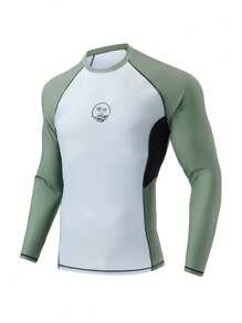 Manfinity Swimmode Men's Color Block Long Sleeve Surfing T-Shirt For Beach Holiday - Multicolor - View 1
