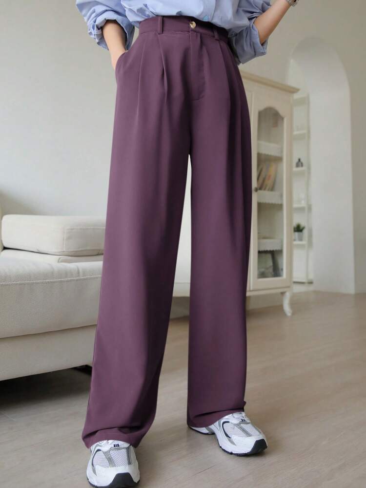 Casual Business Solid Color Straight Leg Suit Pants Fall/Winter