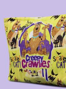 SCOOBY-DOO X SHEIN 1pc Dog Pattern Corduroy Zipper Makeup Bag, Lightweight Multi-Functional Lined Cosmetic Storage Pouch - Multicolor - View 5