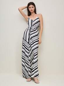 BizChic Vestido largo y elegante con rayas para mujer para vacaciones de verano/primavera