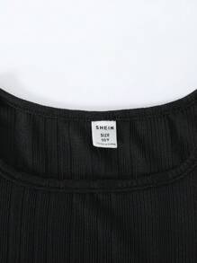 Tween Girls Asymmetrical Hem Long Sleeve T-Shirt In White, Gray And Black - Multicolor - View 3