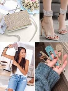 1 Pc Self Adhesive Rhinestone Rhinestone Bling Crystal Ribbon Sticker Wrap For Craft Jewel Tape Roll With 2 Mm Rhinestones For DIY Car Phone Decoration