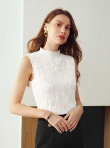 MOTF PREMIUM TEXTURED LETTUCE TRIM TANK TOP - White - View 3