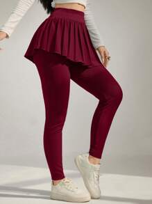 Modelyn Conjunto de falda con volantes de color liso y mallas para mujer para hacer ejercicio y fitness