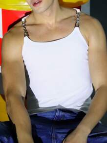 Manfinity Men's Fashion Chain Decor Casual Minimalist Tank Top