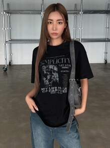 DAZY Women T-Shirts Slogan Casual - Hitam - View 3