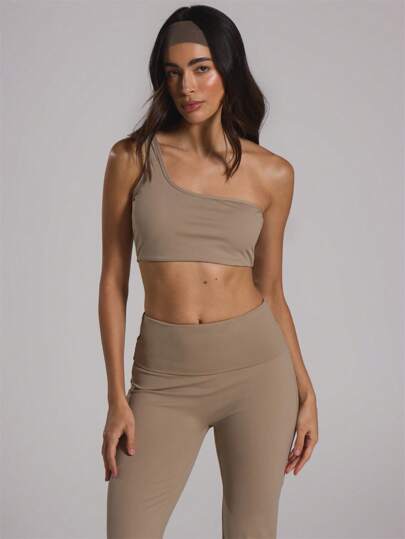  不对称领口短款修身运动上衣 Musera Sport Active、Padel、网球、Pickleball 健身房健身